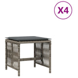 NNEVL Garden Stools with Cushions 4 pcs Grey 41x41x36 cm Poly Rattan