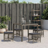 NNEVL Garden Stools with Cushions 4 pcs Grey 41x41x36 cm Poly Rattan