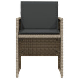 NNEVL 3 Piece Bistro Set with Cushions Light Grey Poly Rattan