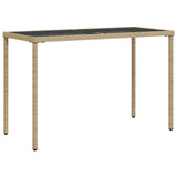 NNEVL Garden Table with Glass Top Beige 115x54x74 cm Poly Rattan