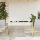 NNEVL Garden Table with Glass Top Beige 115x54x74 cm Poly Rattan