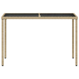 NNEVL Garden Table with Glass Top Beige 115x54x74 cm Poly Rattan