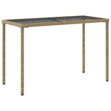 NNEVL Garden Table with Glass Top Beige 115x54x74 cm Poly Rattan