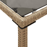 NNEVL Garden Table with Glass Top Beige 115x54x74 cm Poly Rattan