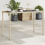 NNEVL Garden Table with Glass Top Beige 115x54x74 cm Poly Rattan