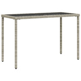 NNEVL Garden Table with Glass Top Light Grey 115x54x74 cm Poly Rattan