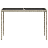 NNEVL Garden Table with Glass Top Light Grey 115x54x74 cm Poly Rattan