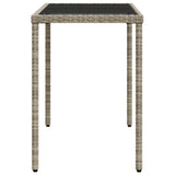NNEVL Garden Table with Glass Top Light Grey 115x54x74 cm Poly Rattan