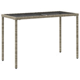 NNEVL Garden Table with Glass Top Light Grey 115x54x74 cm Poly Rattan