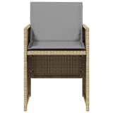 NNEVL 5 Piece Garden Dining Set with Cushions Mix Beige Poly Rattan