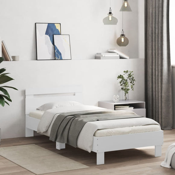 NNEVL Bed Frame without Mattress with Headboard White 90x190 cm