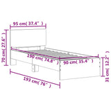 NNEVL Bed Frame with Headboard White 90x190 cm Engineered wood
