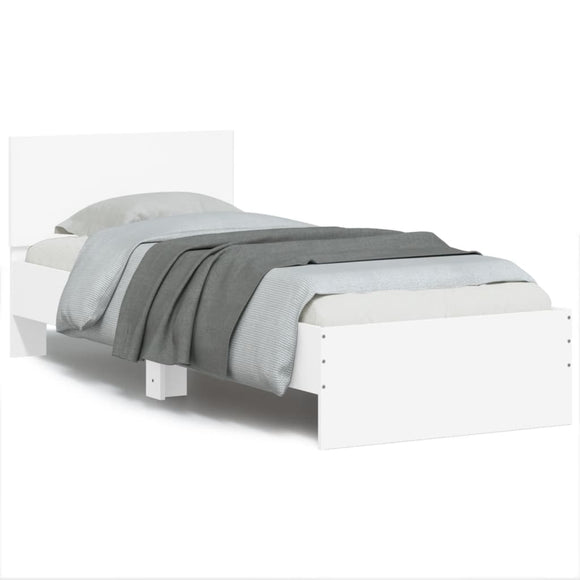 NNEVL Bed Frame with Headboard White 90x190 cm Engineered wood
