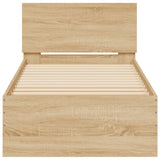 NNEVL Bed Frame with Headboard Sonoma Oak 90x190 cm Engineered wood