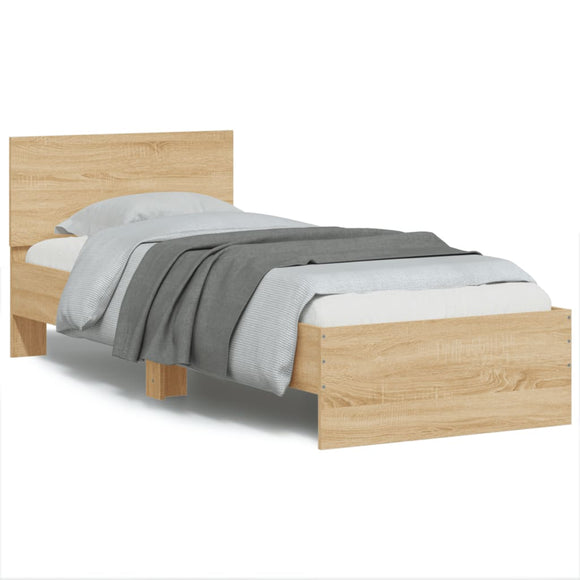 NNEVL Bed Frame with Headboard Sonoma Oak 90x190 cm Engineered wood