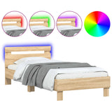 NNEVL Bed Frame without Mattress with LED Lights Sonoma Oak 90x190 cm