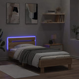 NNEVL Bed Frame without Mattress with LED Lights Sonoma Oak 90x190 cm