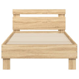 NNEVL Bed Frame without Mattress with LED Lights Sonoma Oak 90x190 cm