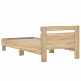 NNEVL Bed Frame without Mattress with LED Lights Sonoma Oak 90x190 cm