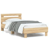 NNEVL Bed Frame without Mattress with LED Lights Sonoma Oak 90x190 cm
