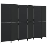 NNEVL Room Divider 6 Panels Black Poly Rattan