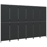 NNEVL Room Divider 6 Panels Black Poly Rattan