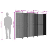 NNEVL Room Divider 6 Panels Black Poly Rattan