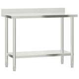 NNEVL Kitchen Work Table with Overshelf 110x55x150 cm Stainless Steel
