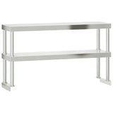 NNEVL Kitchen Work Table with Overshelf 110x55x150 cm Stainless Steel