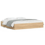 NNEVL Bed Frame with Drawers without Mattress Sonoma Oak 183x203 cm King
