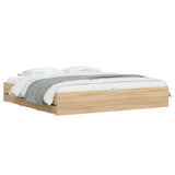 NNEVL Bed Frame with Drawers without Mattress Sonoma Oak 183x203 cm King