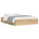 NNEVL Bed Frame with Drawers without Mattress Sonoma Oak 150x200 cm