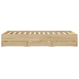 NNEVL Bed Frame with Drawers without Mattress Sonoma Oak 150x200 cm