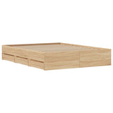 NNEVL Bed Frame with Drawers without Mattress Sonoma Oak 150x200 cm