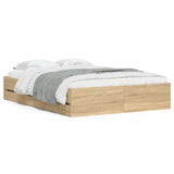 NNEVL Bed Frame with Drawers without Mattress Sonoma Oak 135x190 cm