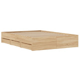 NNEVL Bed Frame with Drawers without Mattress Sonoma Oak 135x190 cm