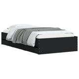NNEVL Bed Frame with Drawers without Mattress Black 90x190 cm
