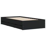 NNEVL Bed Frame with Drawers without Mattress Black 90x190 cm