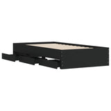 NNEVL Bed Frame with Drawers without Mattress Black 90x190 cm