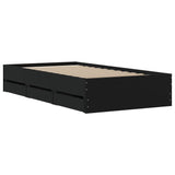 NNEVL Bed Frame with Drawers without Mattress Black 90x190 cm