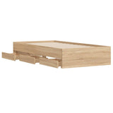 NNEVL Bed Frame with Drawers Sonoma Oak 90x190 cm Engineered Wood