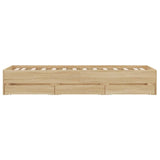 NNEVL Bed Frame with Drawers Sonoma Oak 90x190 cm Engineered Wood