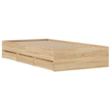 NNEVL Bed Frame with Drawers Sonoma Oak 90x190 cm Engineered Wood