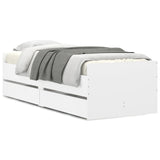 NNEVL Bed Frame with Drawers without Mattress White 90x190 cm