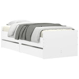 NNEVL Bed Frame with Drawers without Mattress White 90x190 cm
