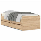 NNEVL Bed Frame with Drawers without Mattress Sonoma Oak 90x190 cm