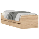 NNEVL Bed Frame with Drawers without Mattress Sonoma Oak 90x190 cm