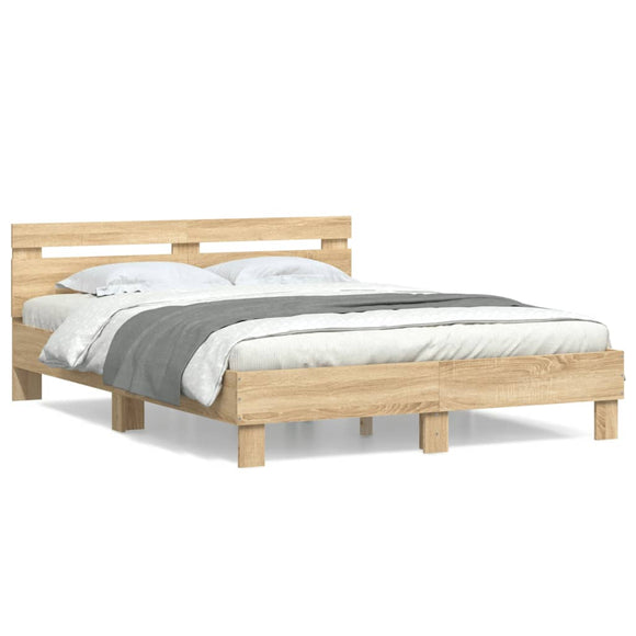 NNEVL Bed Frame with Headboard Sonoma Oak 150x200 cm Engineered Wood