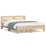 NNEVL Bed Frame with Headboard Sonoma Oak 150x200 cm Engineered Wood