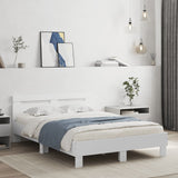 NNEVL Bed Frame with Headboard White 135x190 cm Engineered Wood
